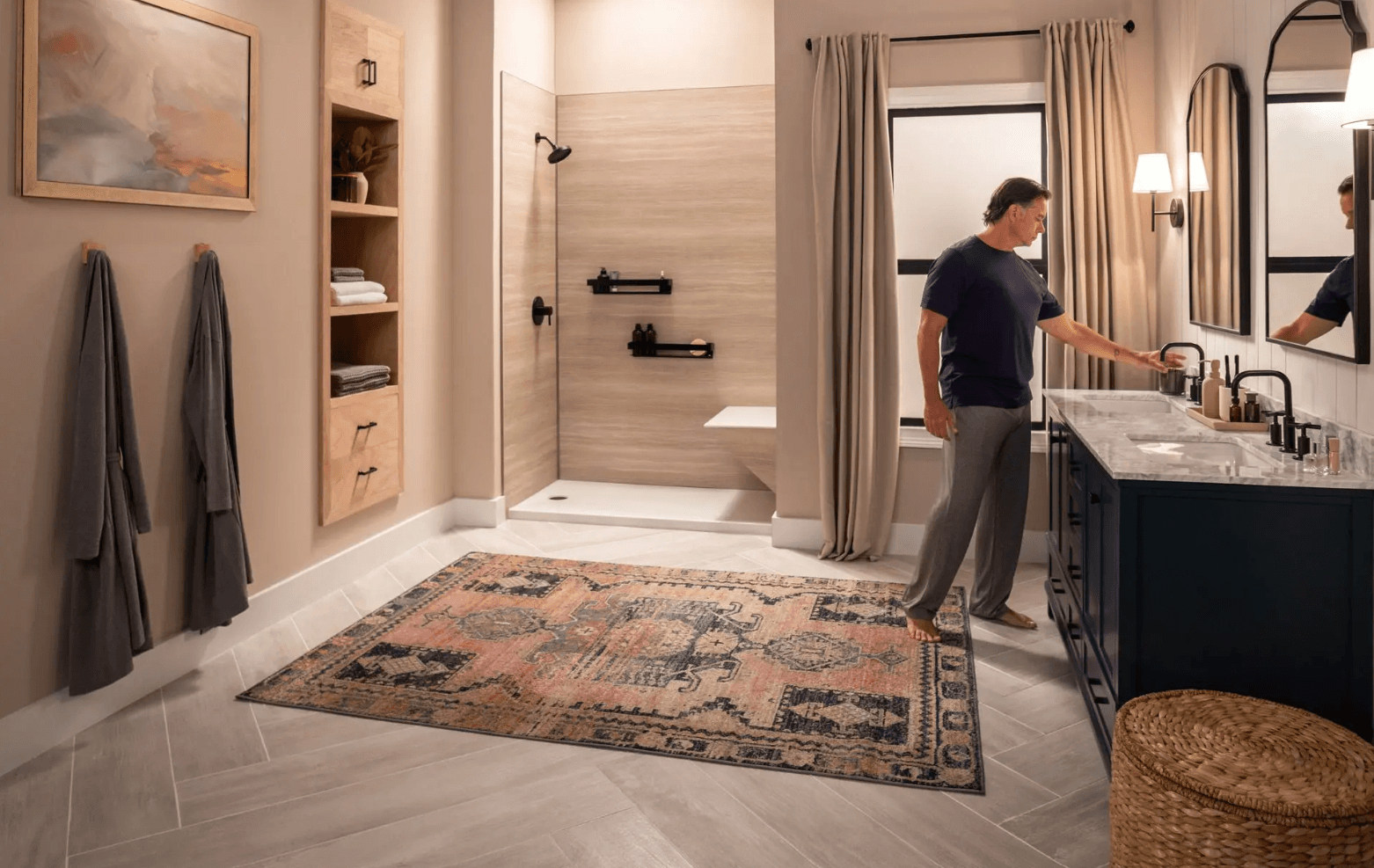Shower with bench